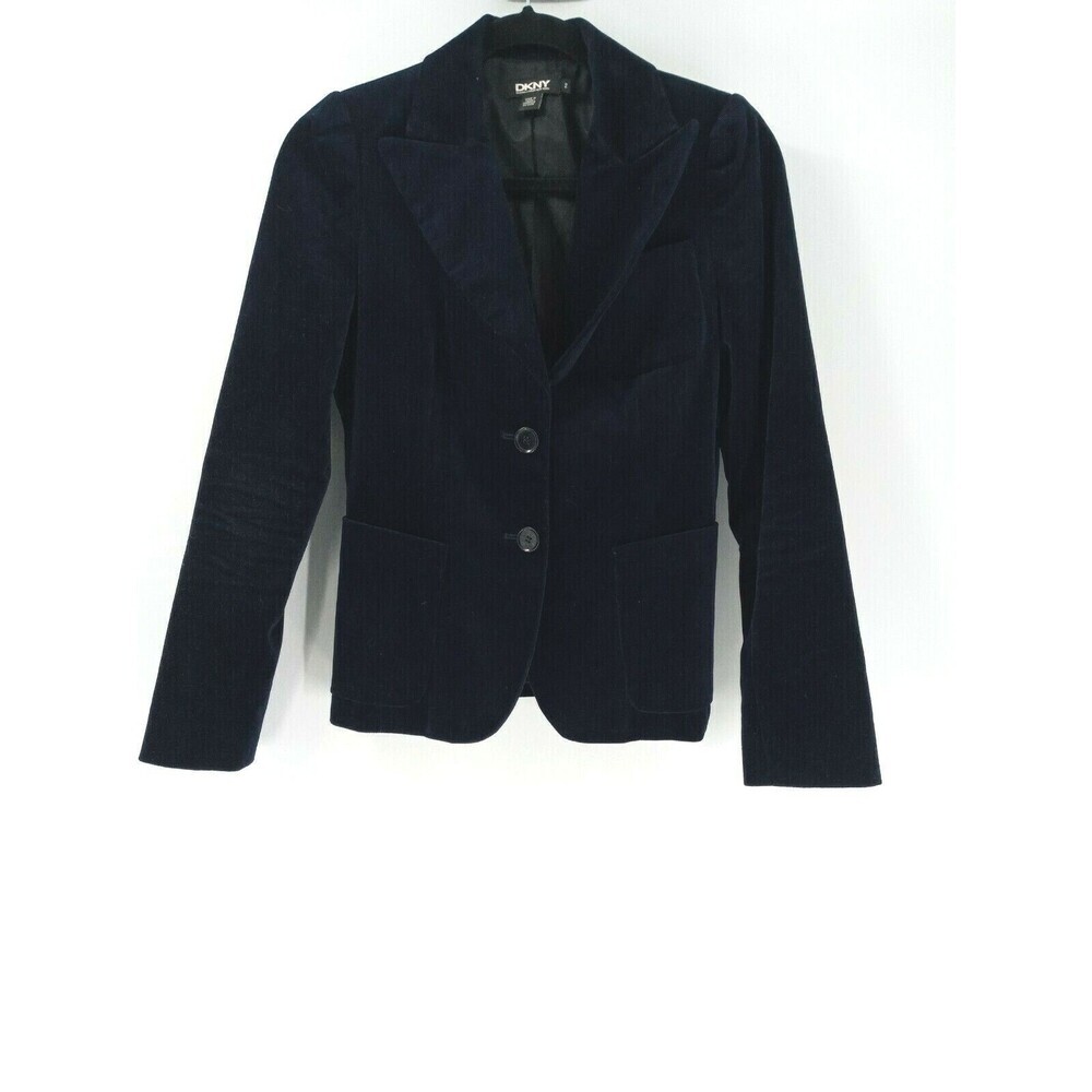 Women's DKNY Blue Velvet 2 Button Blazer Size 2